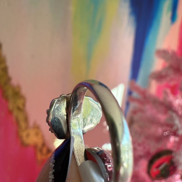 925 Sterling Silver & Turquoise Teardrop Ring Size 6.5 - Picture 4 of 4